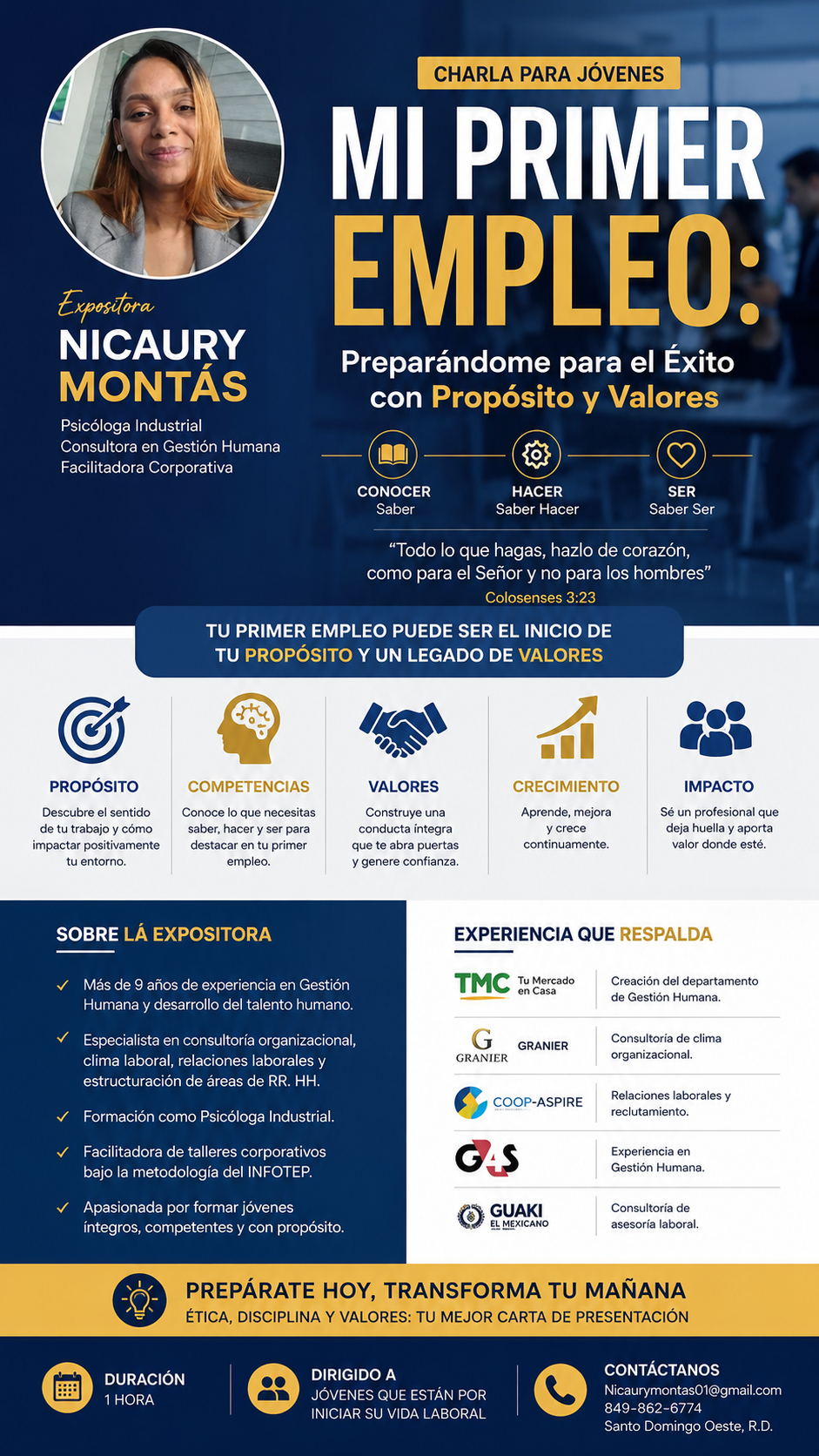 MI PRIMER EMPLEO Preparándome para el Éxito con Propósito y Valores
