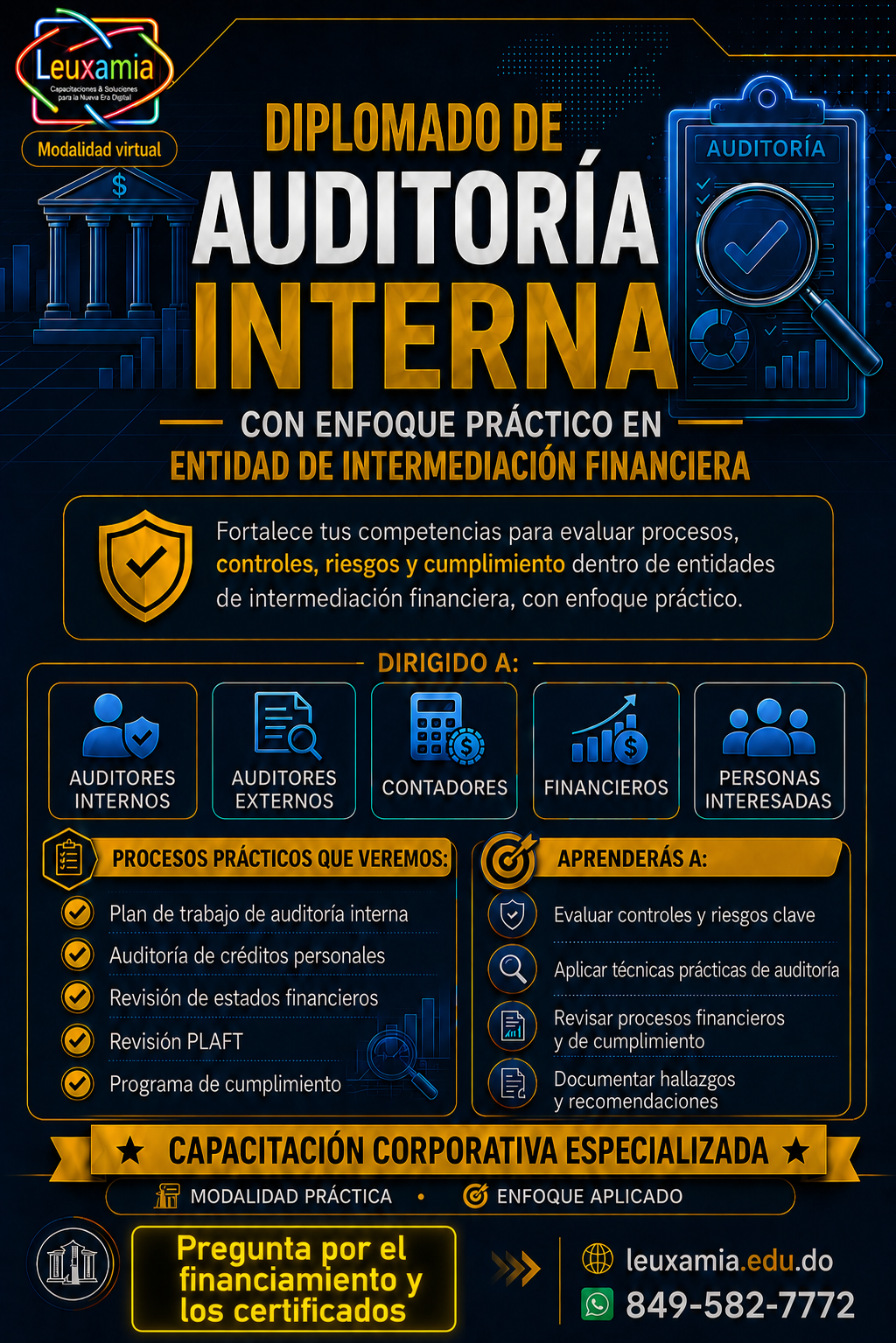 Diplomado Auditoria Interna con Enfoque Práctico en Entidades Financieras